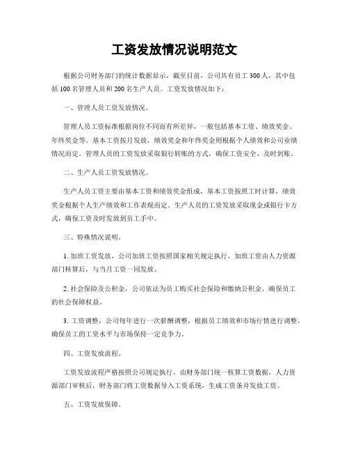 工资发放情况说明范文