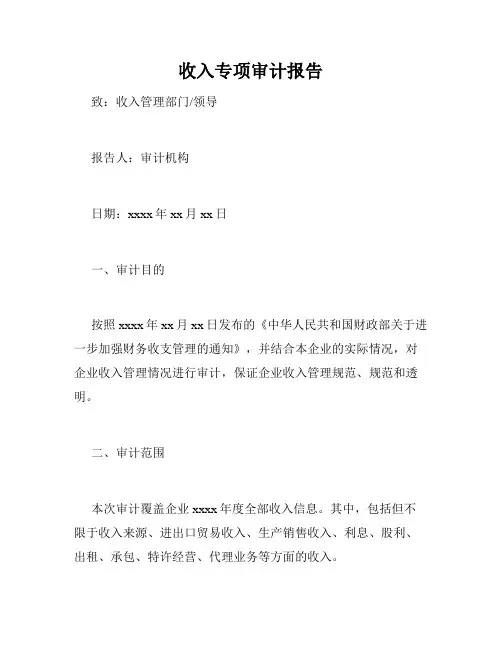 收入专项审计报告