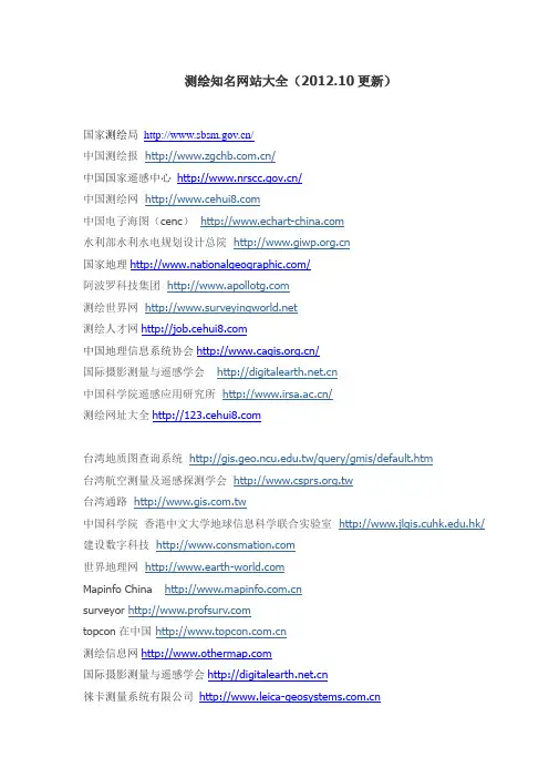 测绘知名网站大全(2012.10更新)
