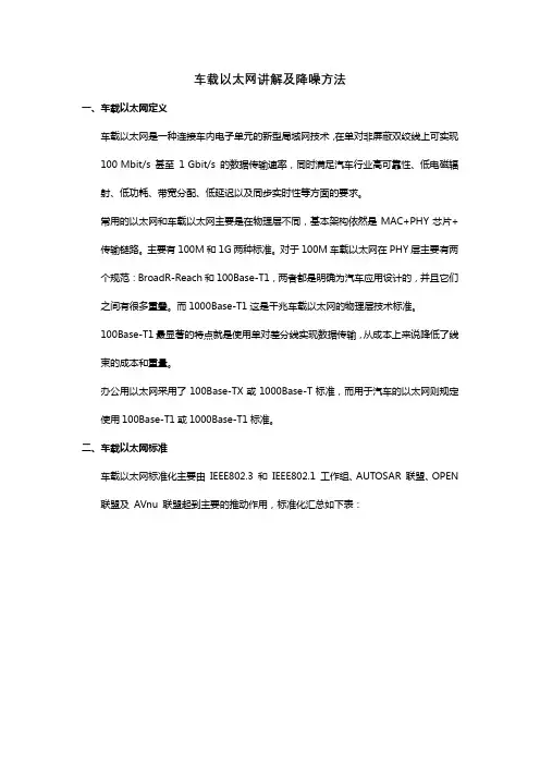 车载以太网讲解及降噪方法