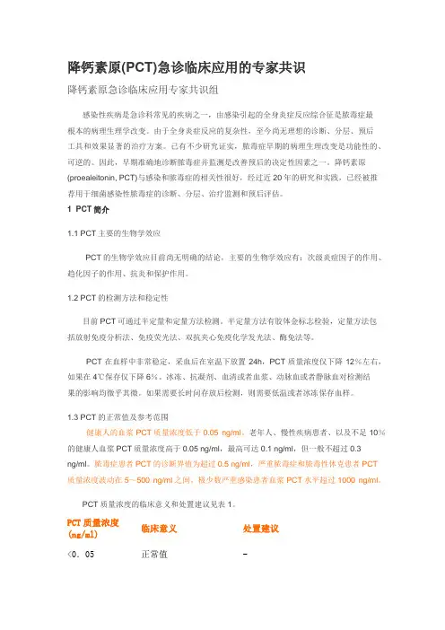 PCT急诊临床应用的专家共识