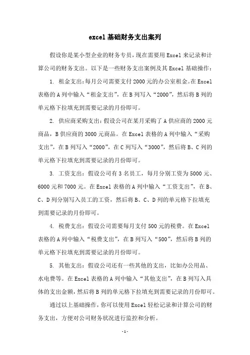 excel基础财务支出案列