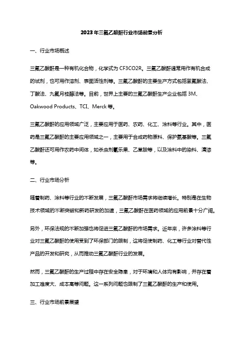 2023年三氟乙酸酐行业市场前景分析