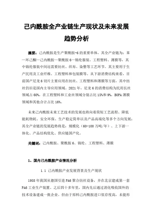 己内酰胺全产业链生产现状及未来发展趋势分析