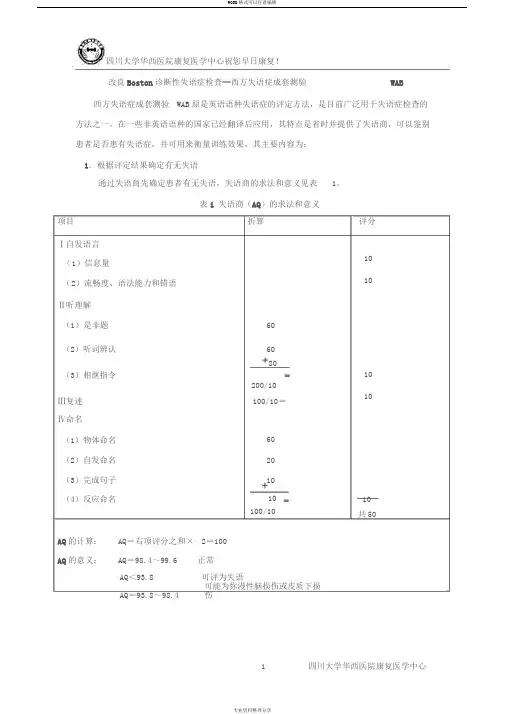 改良Boston诊断性失语症检查