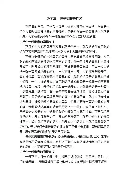 小学生一件难忘的事作文15篇