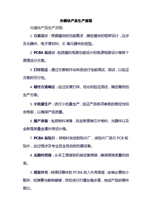 光模块产品生产流程