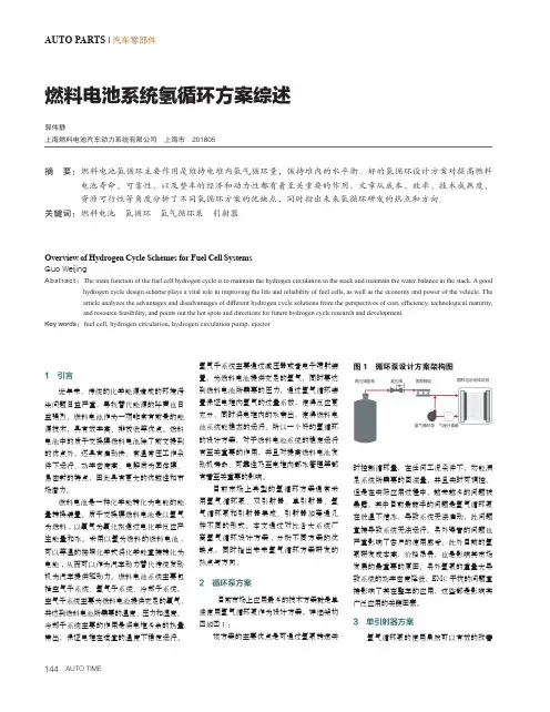 燃料电池系统氢循环方案综述