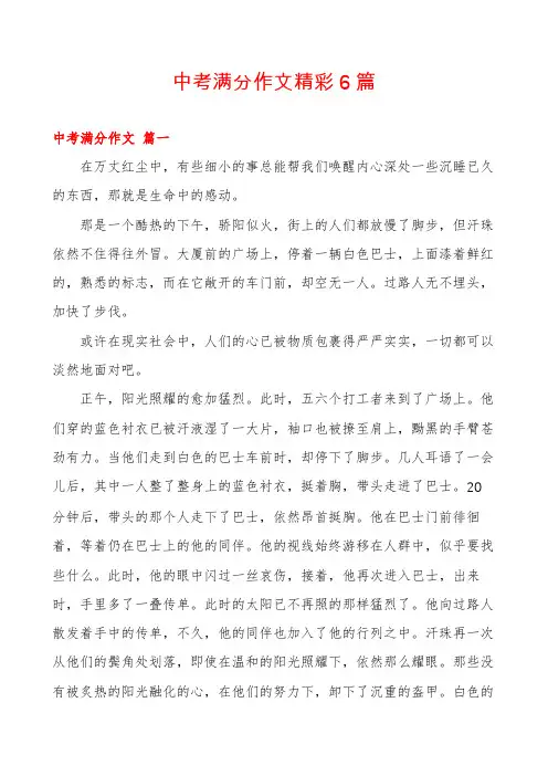 中考满分作文精彩6篇