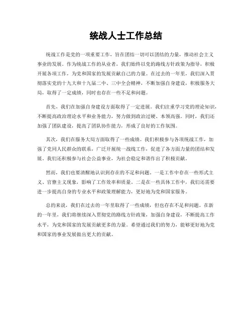 统战人士工作总结