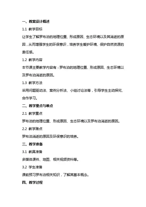 《罗布泊,消逝的仙湖》教案设计