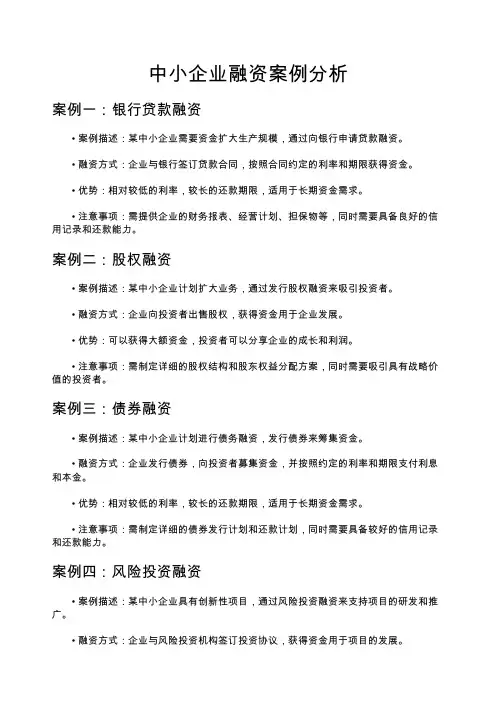 中小企业融资案例分析