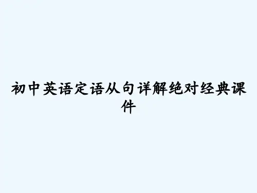 初中英语定语从句详解绝对经典课件-PPT