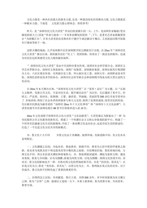 文化的力量心得体会