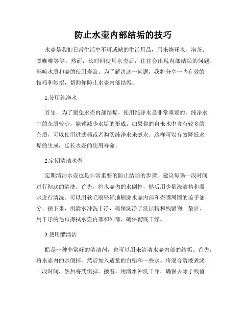 防止水壶内部结垢的技巧