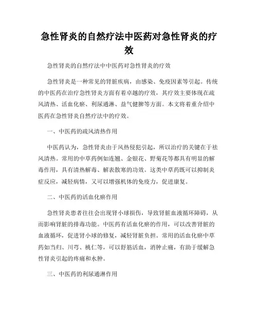 急性肾炎的自然疗法中医药对急性肾炎的疗效
