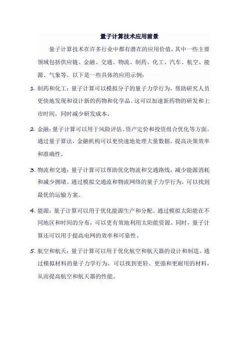 量子计算技术应用前景