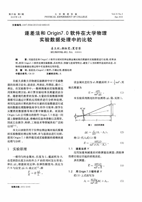 逐差法和Origin7.0软件在大学物理实验数据处理中的比较
