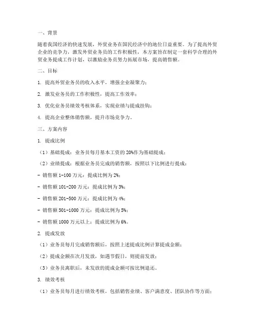 外贸业务提成工作计划方案
