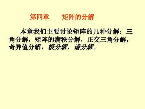 矩阵论四  矩阵的分解