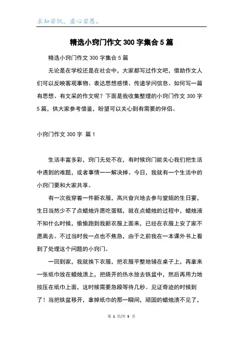 精选小窍门作文300字集合5篇