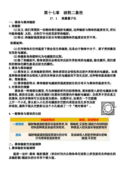人教版高中物理选修3-5 第十七章 波粒二象性基础知识梳理