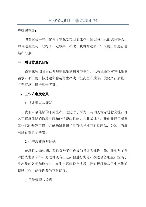 氧化铝项目工作总结汇报