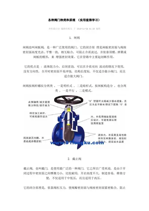 各种阀门种类和原理