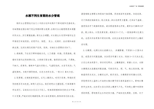 水稻不同生育期的水分管理 