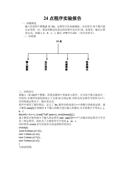 24点程序实验报告