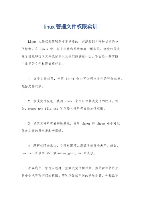 linux管理文件权限实训