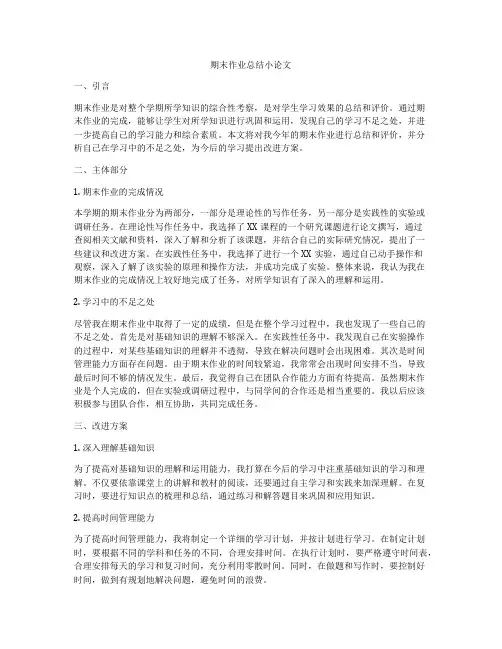 期末作业总结小论文