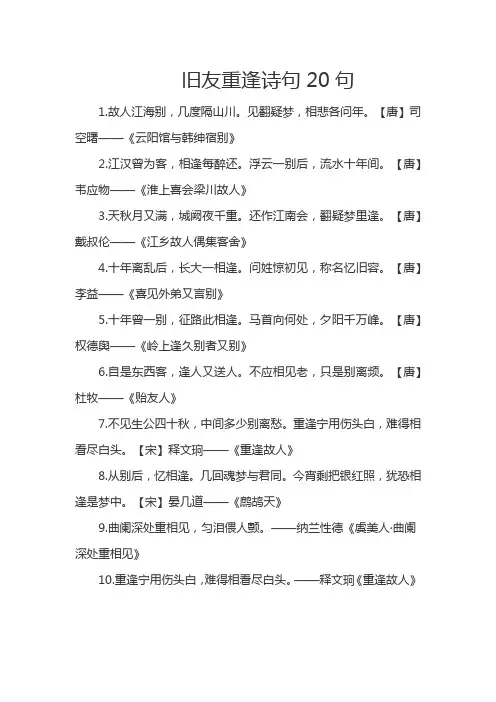 表达旧友重逢的诗句