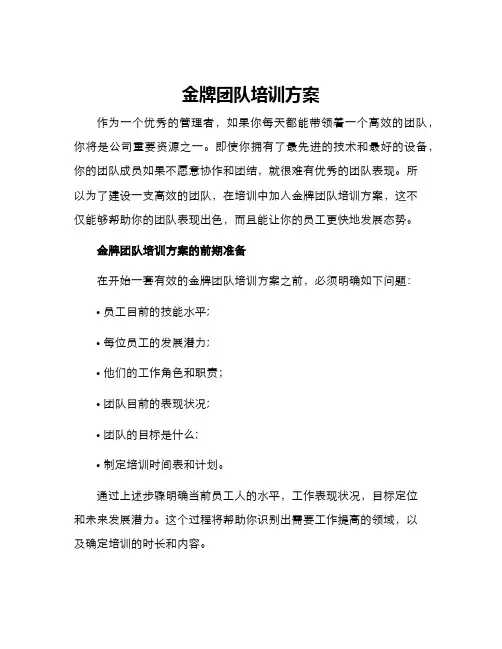 金牌团队培训方案