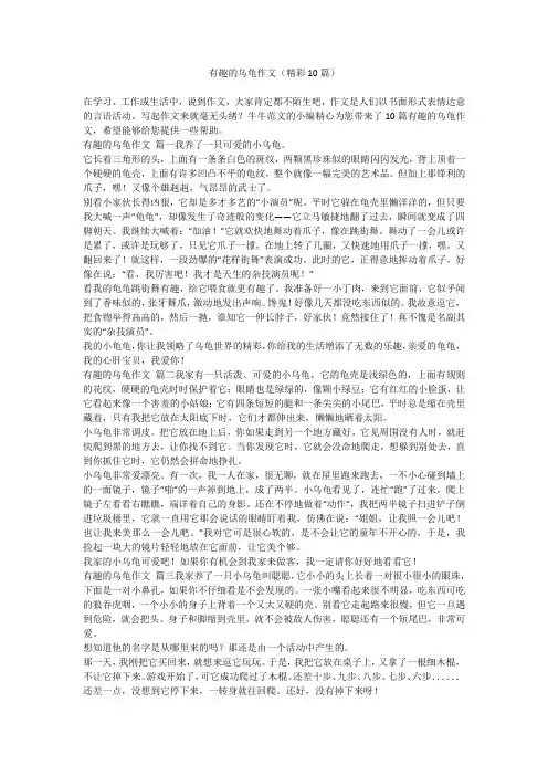 2023最新-有趣的乌龟作文(精彩10篇)