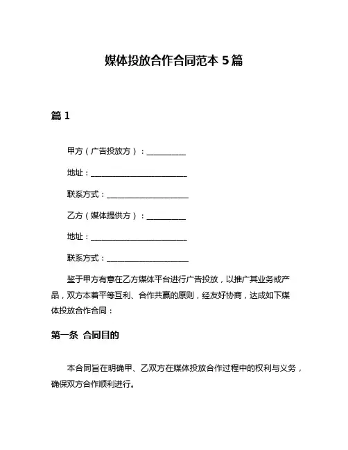 媒体投放合作合同范本5篇