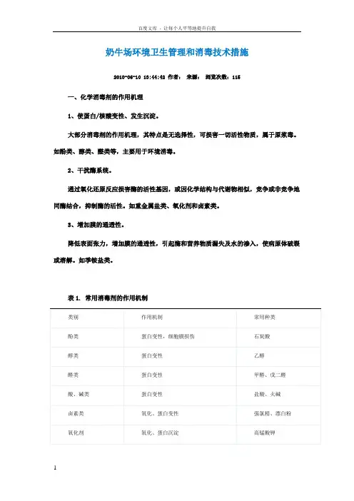 奶牛场环境卫管理和消毒技术措施