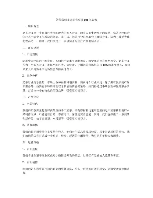奶茶店创业计划书项目ppt怎么做