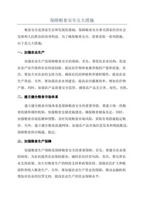 保障粮食安全五大措施