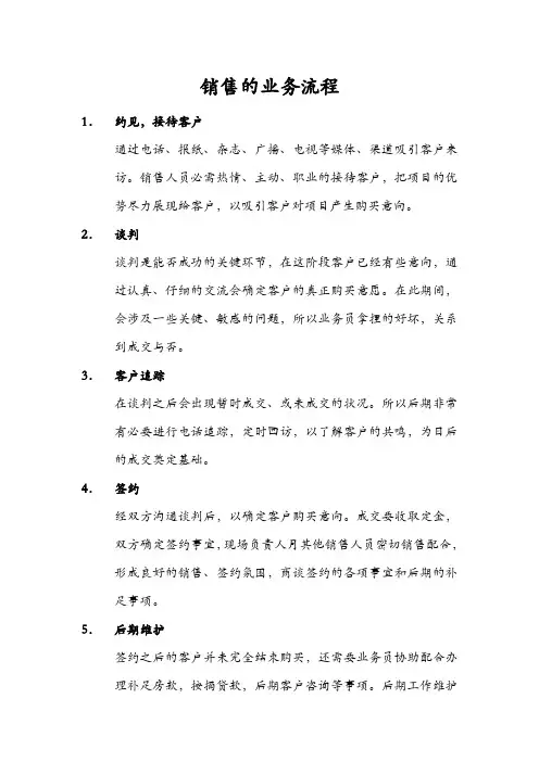 销售的业务流程