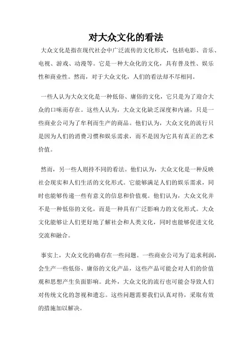 对大众文化的看法