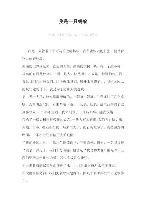 我是一只蚂蚁400字作文