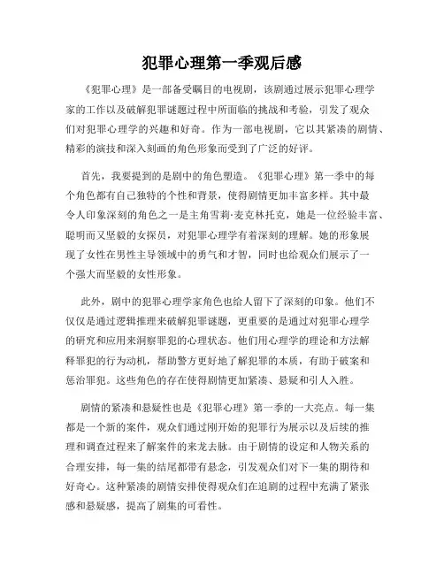犯罪心理第一季观后感