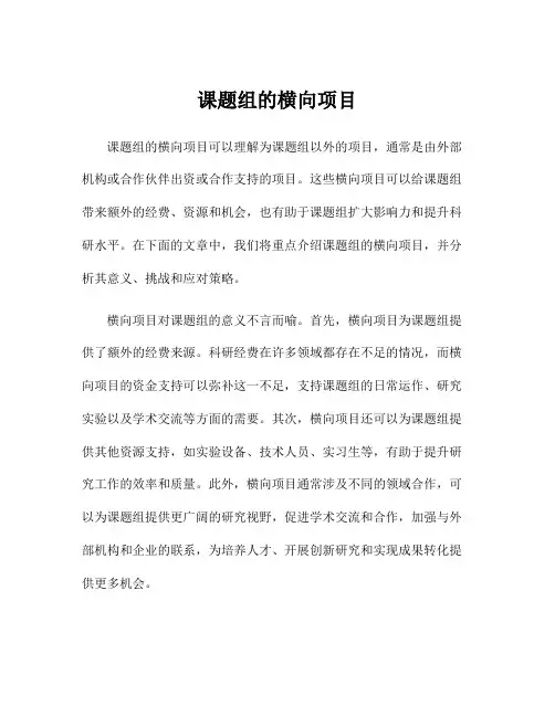 课题组的横向项目