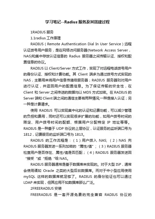 学习笔记--Radius服务及其搭建过程