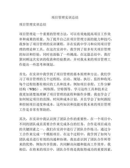 项目管理实训总结