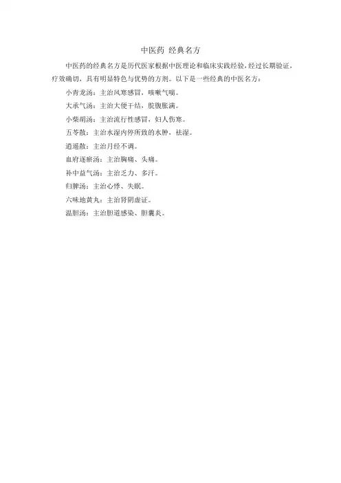 中医药 经典名方
