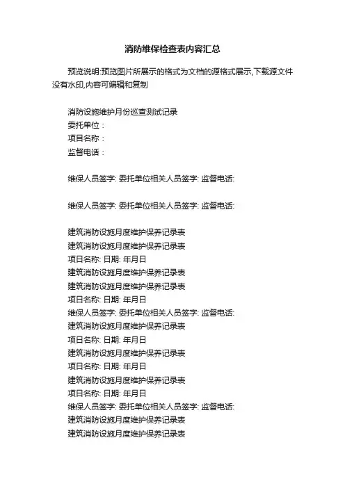 消防维保检查表内容汇总