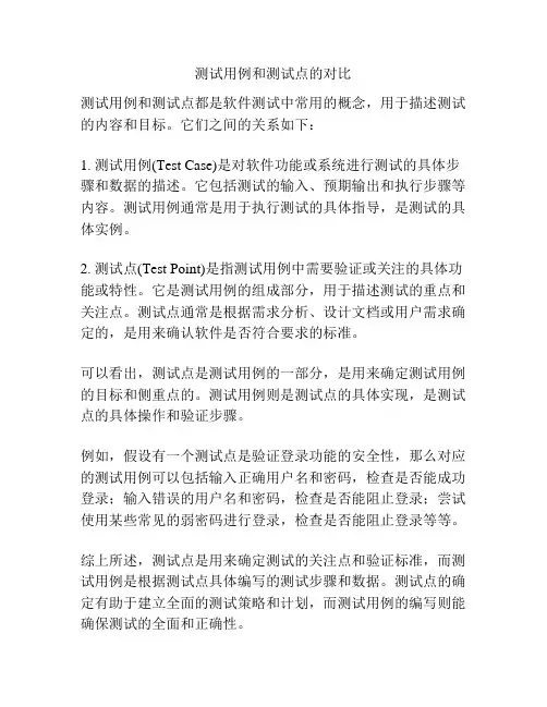 测试用例和测试点的对比