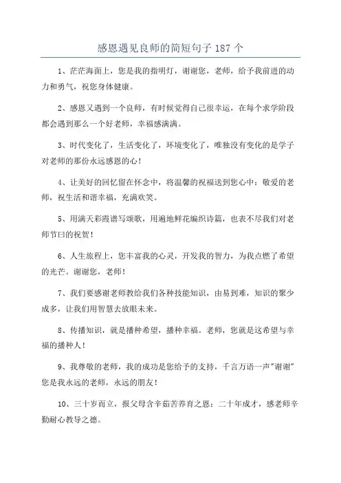 感恩遇见良师的简短句子187个
